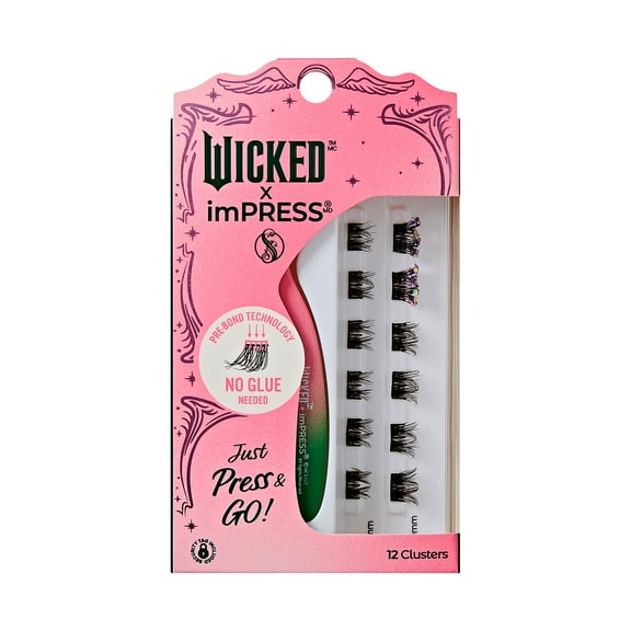 WICKED X imPRESS Self Adhesive Eyelashes, Fantabulous!, 8mm-10mm, 12 Lash Clusters