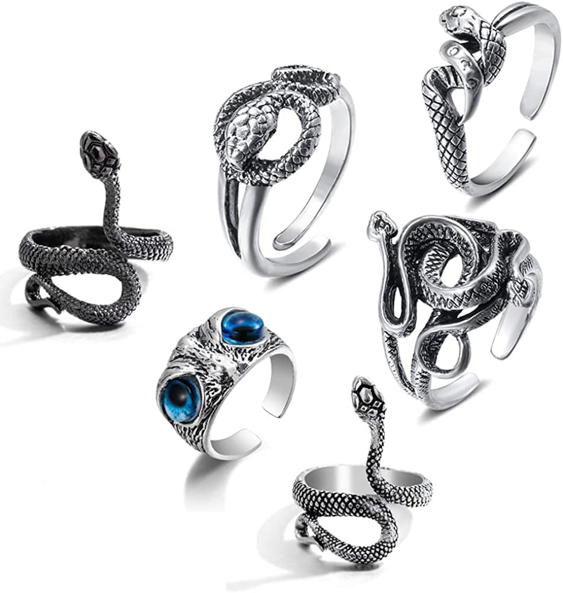 Vintage Black Knuckle Rings Set - Boho Butterfly Snake Stackable Rings For Women, Gold & Silver Tone