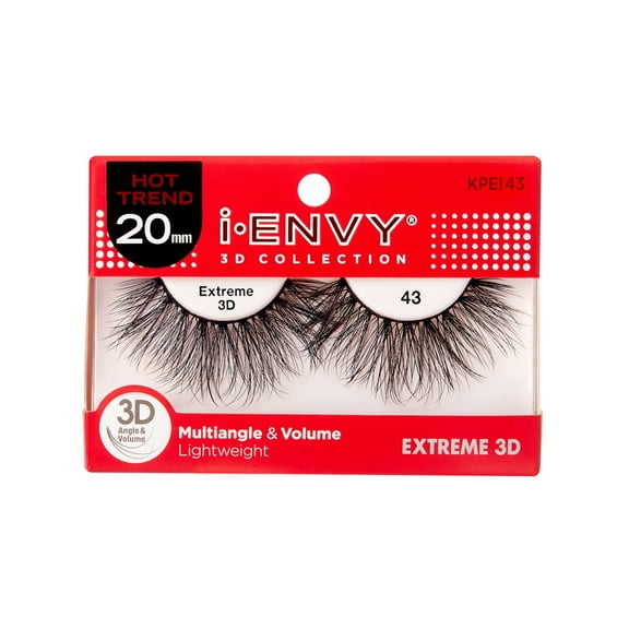 KISS i-ENVY 3D Collection False Eyelashes Single-Pack, Style 'Extreme 3D #43’, 1 Pair