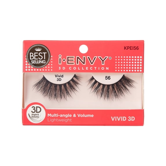 KISS i-ENVY 3D Collection Vivid False Eyelashes, Style 56 - Lightweight Fanned