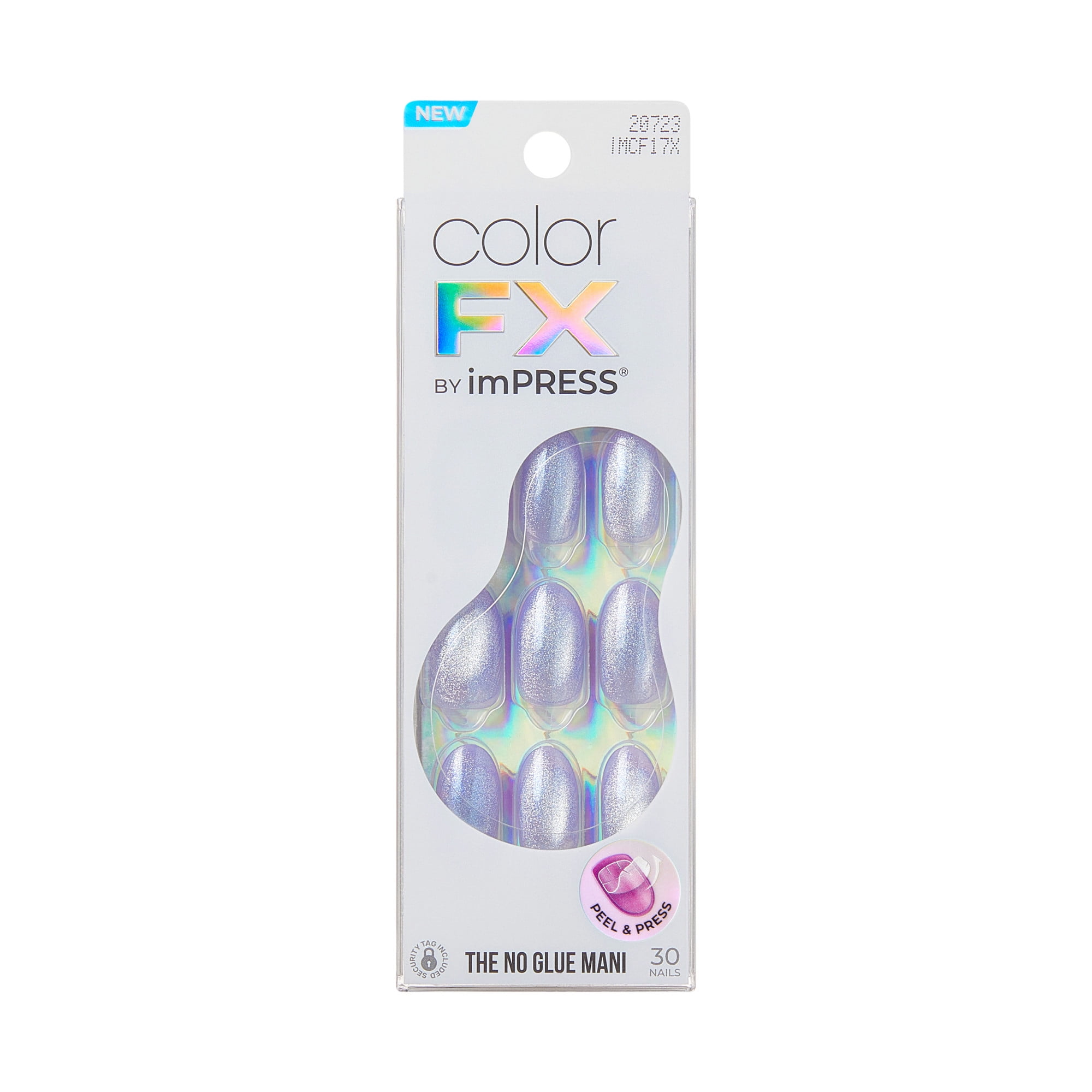 KISS imPRESS Color FX Press on Nails, Chameleonic, Purple, Medium Oval, 30 Count