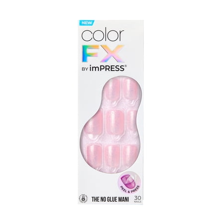 KISS imPRESS Color FX Press on Nails, Pop Star, Pink, Short Squoval, 30 Count