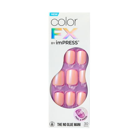 Kiss colorFX by Impress Press On Nails , No Glue Needed, Pink, Short Squoval, 30 Ct.