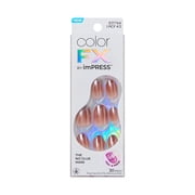 Kiss Impress Color FX Short Oval Press on Nails, Brown, 30 Pieces