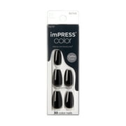Impress Color Press On Nails, 'All Black', Black, Medium Coffin, 30 Count
