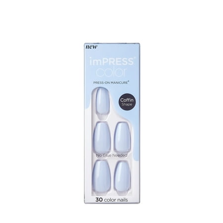 Impress Color Press On Nails, 'Cloudless', Purple, Medium Coffin, 30 Count