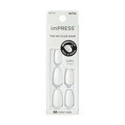 Impress Color Press On Nails, 'Frosting', White, Medium Coffin, 30 Count