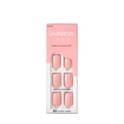 Kiss Impress Color Press On Nails Short, Dolce Pink, Pink, Squoval, 30 Count