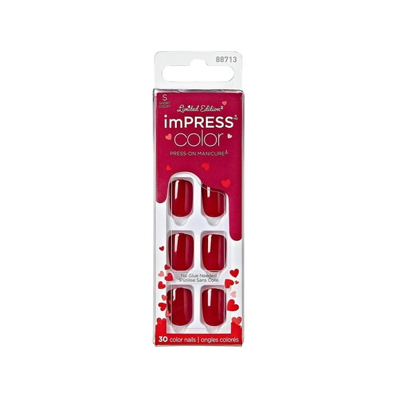 KISS imPRESS Color Press-On Manicure Limited Edition Red "Stuck Together" 30 Count