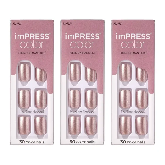 KISS imPRESS Color Press On Nails, Champagne Pink, 3pk, 90ct