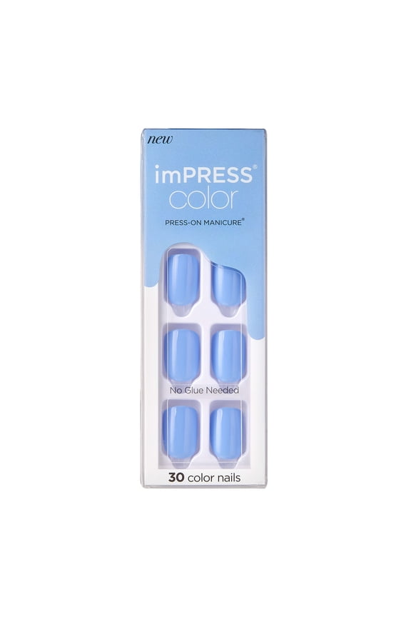 imPRESS Color Press-on Nails Manicure, Baby Why so Blue, Short, Adult