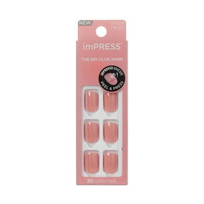 Kiss Impress Color Fall Short Squoval Press-on Nails, Pink, 30 Pieces
