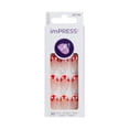 thumbnail image 1 of Kiss Impress Summer Press On Nails, ‘Hearts Aflutter’, Red, Short Oval, 30 Count, 1 of 12