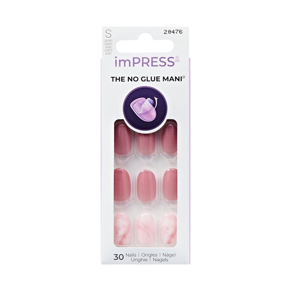 Kiss Impress Press On Nails , Magic Hour, Pink, Short Oval, 30 Count