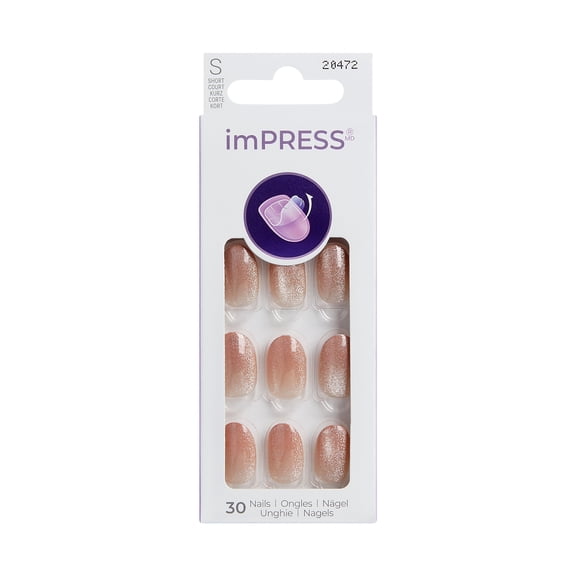 Kiss Impress Press On Nails , My Go To, Neutral, Short Oval, 30 Count