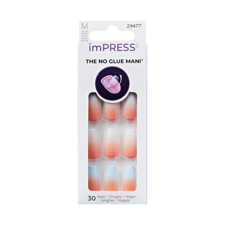 Kiss Impress Press On Nails , ‘Soiree’, Multicolor, Medium Coffin, 30 Count