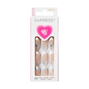 Kiss IMPRESS Valentine’s Day Press On Nails, No Glue Needed, White, Medium Almond, 30 Ct.