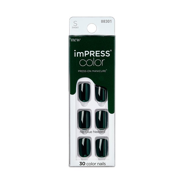 KISS imPRESS No Glue Needed Press On Nails, Color, Emeralds, Green
