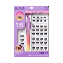 KISS imPRESS Falsies Press On Self Adhesive Eyelashes Kit, Black, 20 Lash Clusters