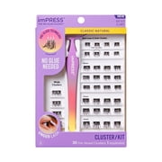 KISS imPRESS Press-On Falsies Eyelash Clusters Kit, Natural, Black, 20 Clusters