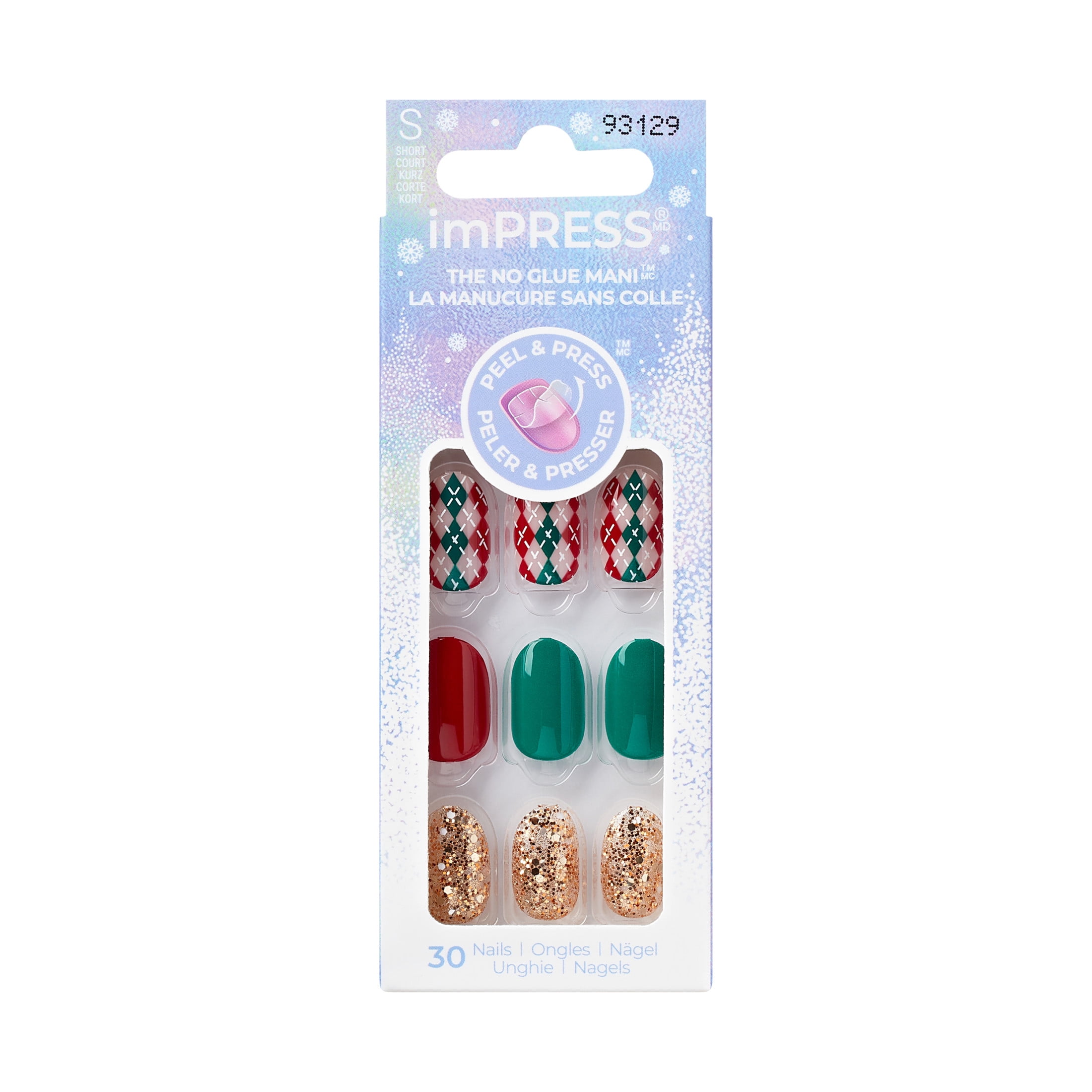 KISS imPRESS Holiday Press on Nails Design Snow Globe Multicolor
