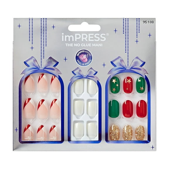 KISS imPRESS Holiday Press on Nails Limited Edition Delight Holiday Gift Set 3-Pack, 99 Count