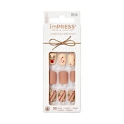 KISS imPRESS Limited Edition Holiday Short Square Press-On Nails, Neutral, 30 Pieces