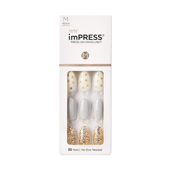 KISS imPRESS Medium Length Press-On Nails, ‘Day Stars’, 30 Count