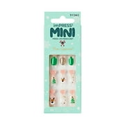 KISS imPRESS Mini Press-On Nails Manicure for Kids, Christmas Tree Design, Raindeer, Snowflakes, Beginner Nail Art Set with Nail File & 20 Fake Nails