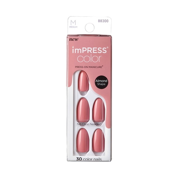 Impress Color Press On Nails Almond , 'Sweet Aroma', Pink, Medium Length, 30 Count