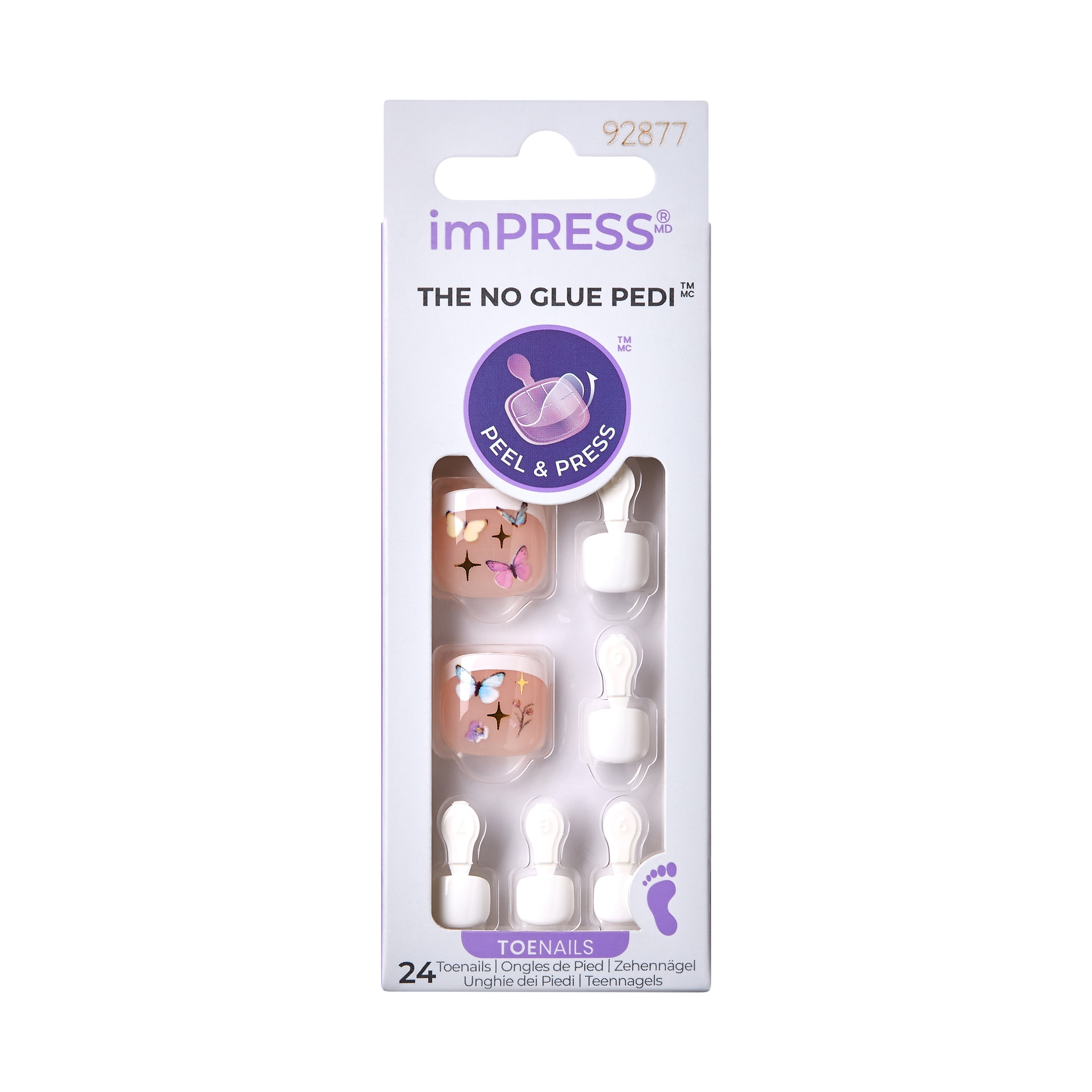 KISS imPRESS No Glue Needed Press On Nails, Design, Dress Code, White, Short Squoval, 24 Count