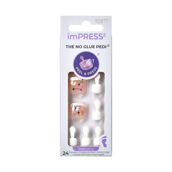 KISS imPRESS No Glue Needed Press On Nails, Design, Dress Code, White, Short Squoval, 24 Count