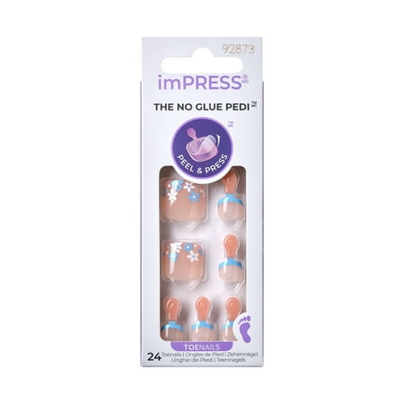 Impress Press On Toenails, No Glue Needed, Light Beige, Short, Squoval, 27 Ct.