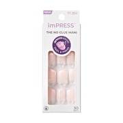 Impress Bare French Press On Nails, No Glue Needed, White Tips, Short Square, 30 Ct.