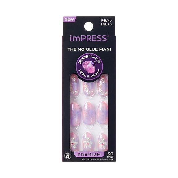KISS imPRESS Premium Press On Nails, Pick Me First, color, length shape, 30 Count