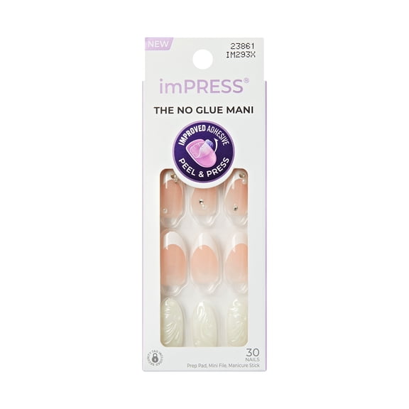 KISS imPRESS Press On Nails Almond, Gloom, Red, Medium Length, 30 Count