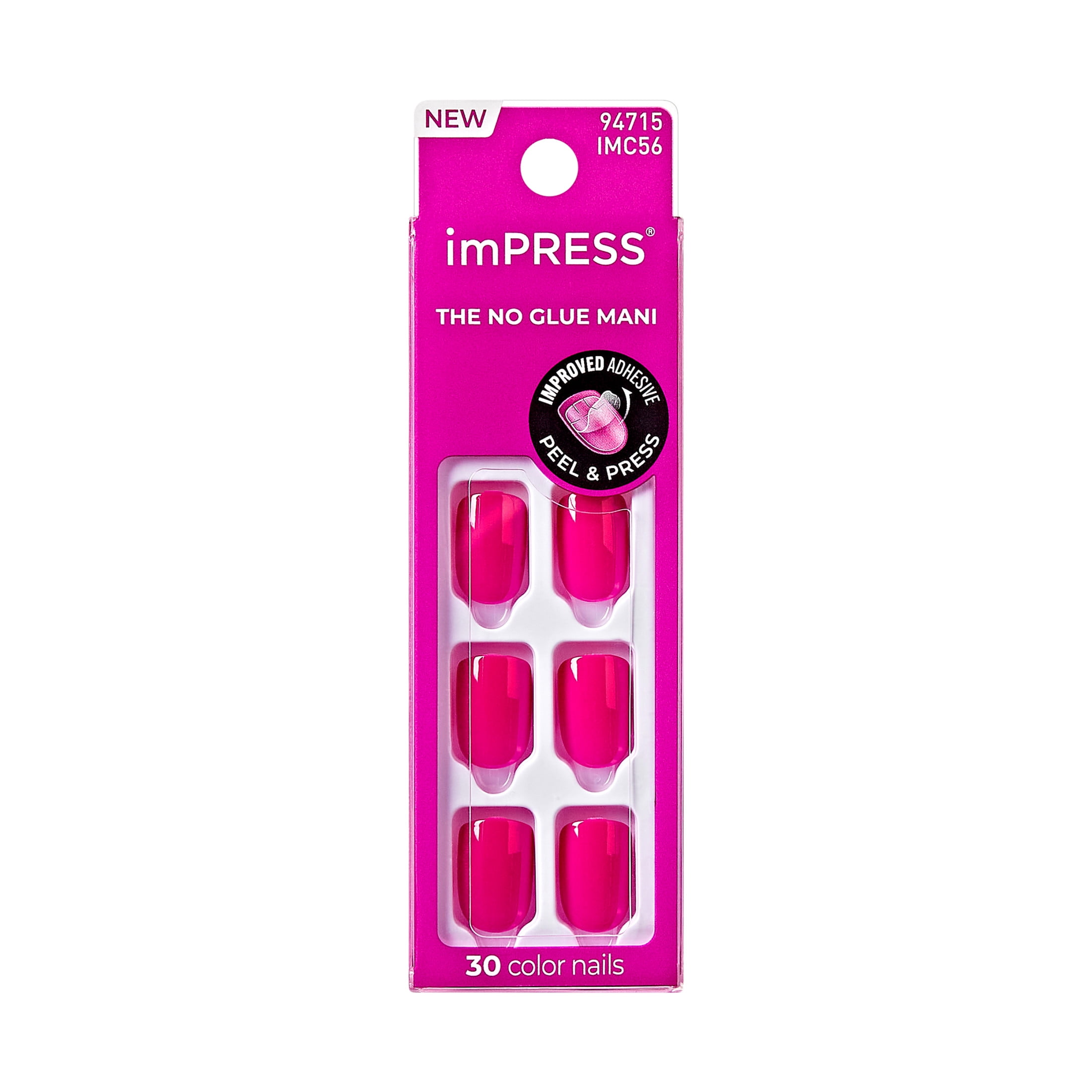 imPRESS Color Press On Nails, 'All Smiles', Pink, Short Squoval, 30 Count