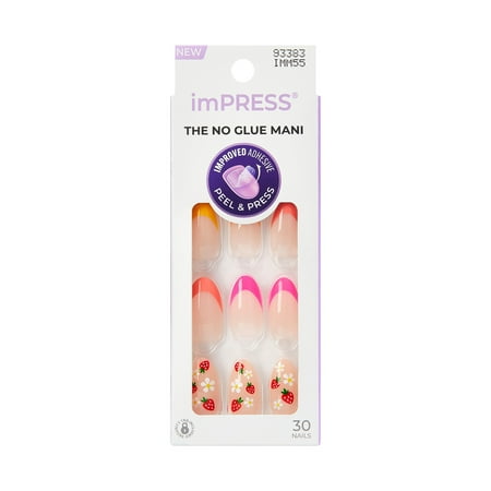 KISS imPRESS Press On Nails, Design, Utopian, Multicolor, Medium Almond, 30 Count