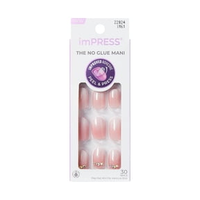 Kiss Impress Short Oval Press on Nails, Pink, 30 Pieces