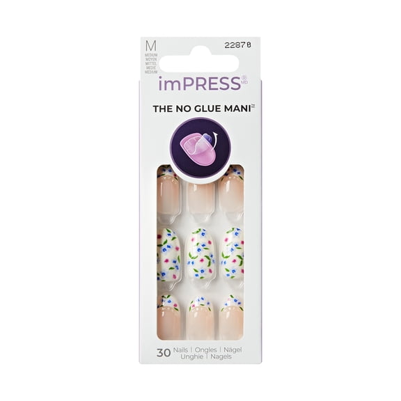 Kiss Impress Press On Nails, Hoppy Mood, Multicolor, Medium Oval, 30 Count