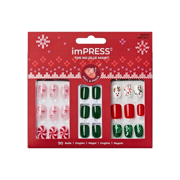 Kiss Impress Press On Nails Limited Edition Holiday Gift Set #12, 3-Pack, 90 Fake Nails