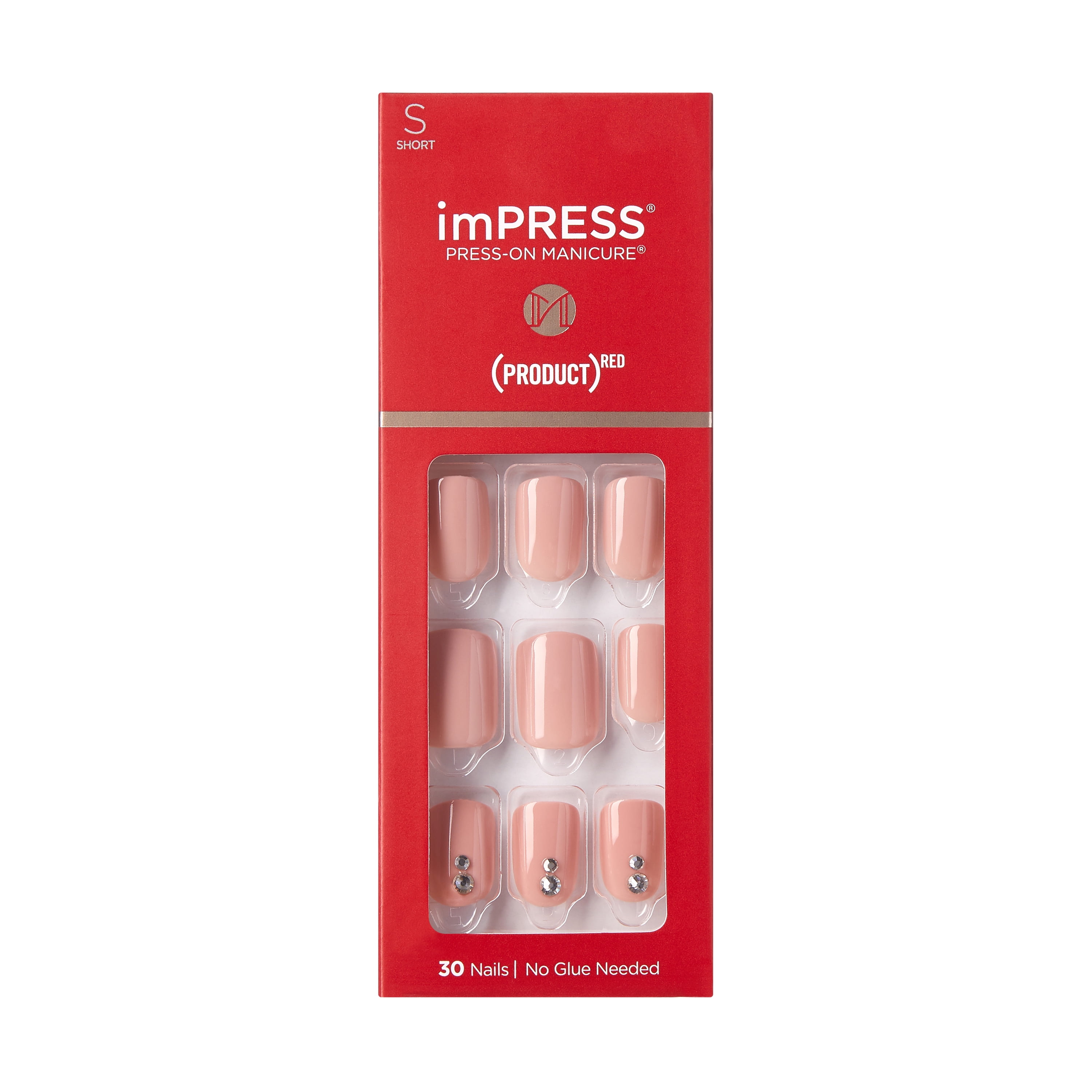 KISS imPRESS PressOn Nails, Red, 30 Count