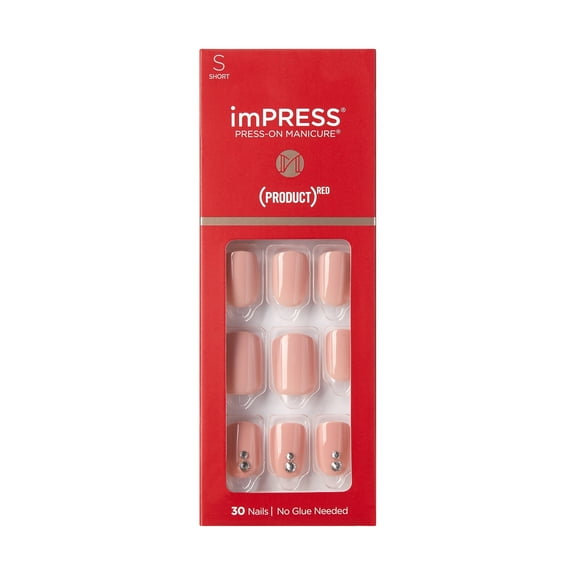 KISS imPRESS Press-On Nails, Red, 30 Count
