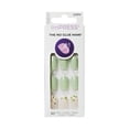 thumbnail image 1 of Kiss Impress Press On Nails Short, ‘Velvet Bunny’, Green, Oval, 30 Count, 1 of 12