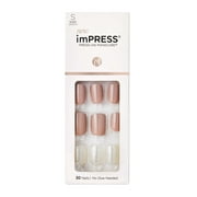 KISS imPRESS Press-on Manicure, Beige, Short Square, 'One More Chance', 33 Ct.