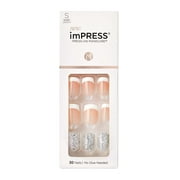 KISS imPRESS Press-on Manicure, French Tip, Short Square, 'Time Slip', 33 Ct.
