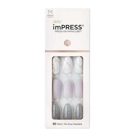 KISS imPRESS Press-on Manicure, Purple, Medium, Almond, 'Climb Up', 33 Ct.