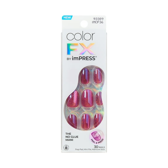 KISS imPRESS Color FX  Short Oval Press-on Nails, Pink, 30 Pieces
