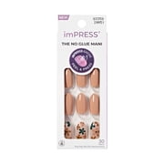 Impress Design Press On Nails , No Glue Needed, Beige, Medium Length, Almond Shape, 30 Ct.