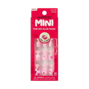 Kiss Impress Mini Kids Squoval Press-On Nails, Pink, 20 Pieces